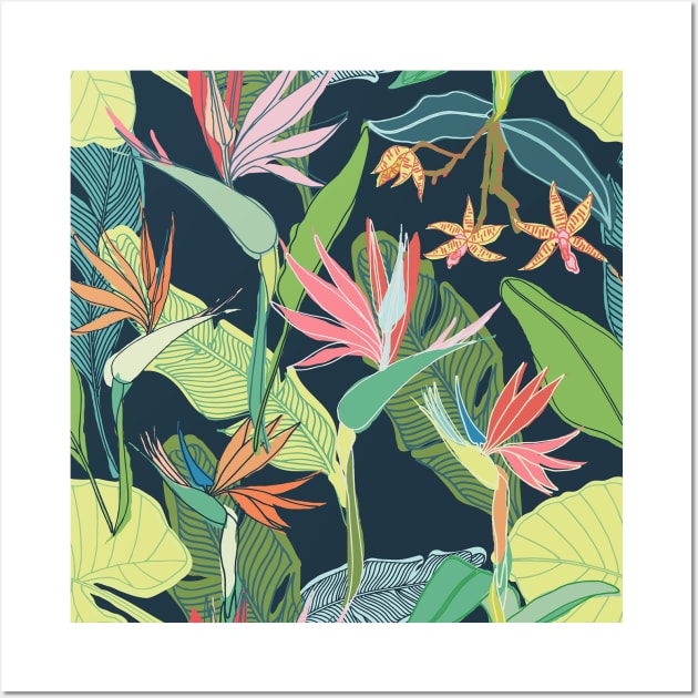 Tropical Bird of Paradise Wall Art by Limezinnias Design